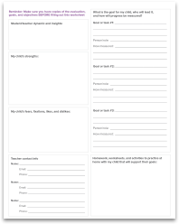 Individualized Education Plan worksheet