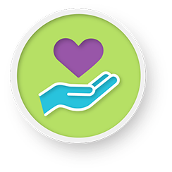 Hand with floating heart